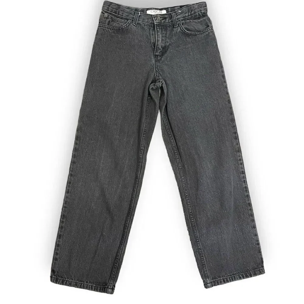 Cherokee Straight Fit Jeans Girls 12 Black Y2K Retro Dark Academia Pockets Zip